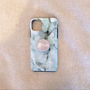 Burga Mint Green Marble Phone Case with PopSocket